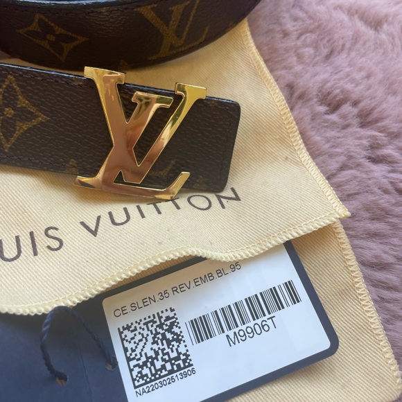 Louis Vuitton Black and Gold Belt with Signature Design
